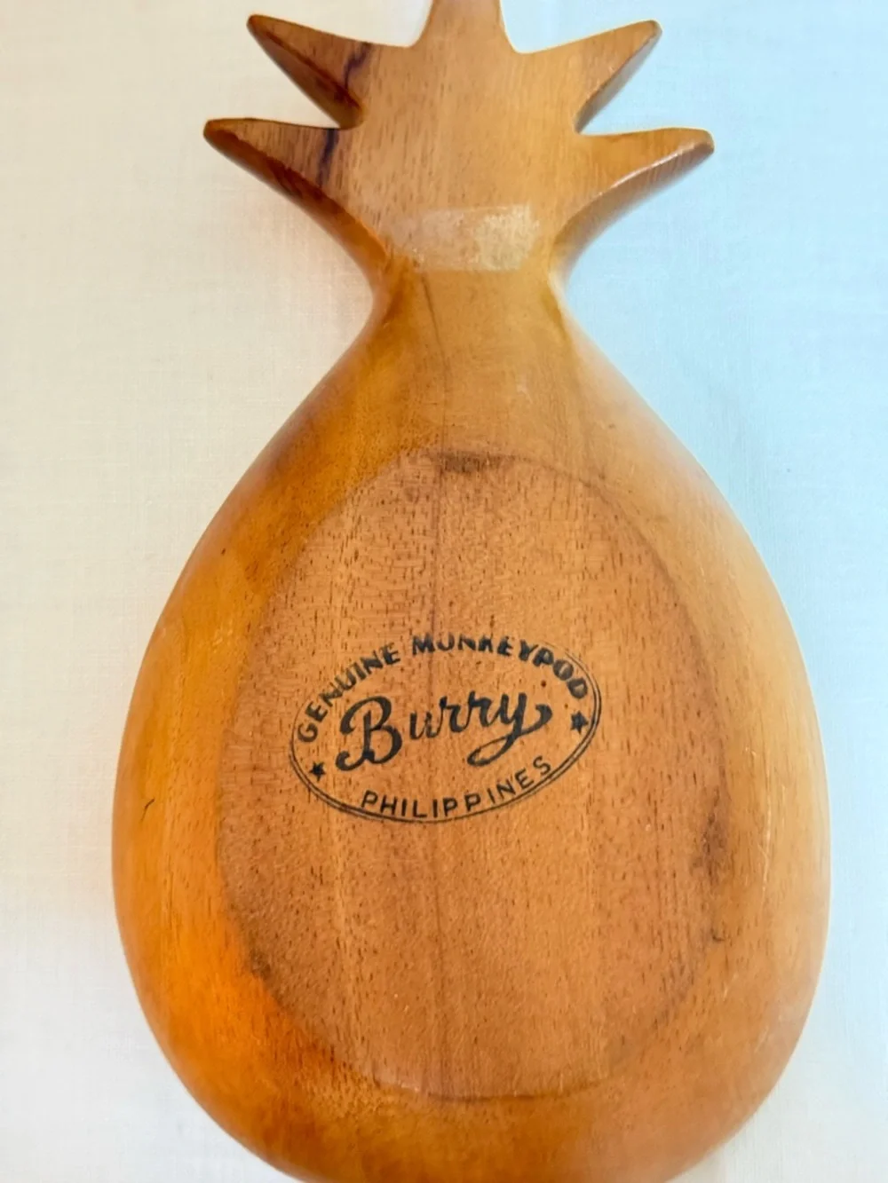 Vintage‎ Hand-Carved Pineapple Wood Serving Bowl - Natural Brown